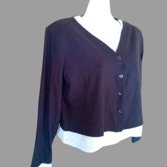 Long Sleeve Black and Gray Cardigan Sweater Size NEW NWOT Size Large - Picture 2 of 4